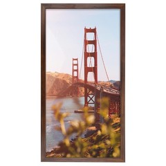 12×24 Brown Solid Wood Picture Frame Real Glass Wall Mount Gallery Display Decor