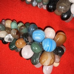 Vintage Carved Stone and Alabaster Grapes Set Of 2 Multi Colors 8”