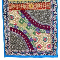 Vintage Khumbaria Patchwork Tapestry Banjara Table Cover Runner Embroidered Art