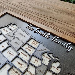 USA Travel Map Tracker Retirement Gift 50 States Wooden Puzzle RV Map