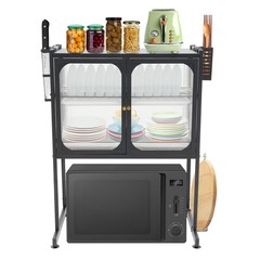 Table Standing Vertical Microwave Oven Rack Kitchen Storage Shelf Black
