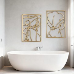 4 PCS Metal Wall Art Decor Minimalist Abstract Gold Female Body 17×11.8 Inch