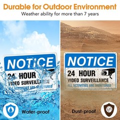 Video Surveillance Sign, All 10″x7″ – 2 pack, Blue Black On White Background