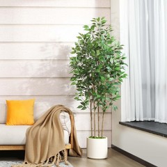 Ficus Artificial Tree 6ft Fake Silk Plant for Home Decor Indoor, Faux Floor Tree