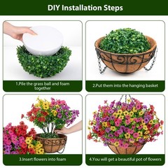 Roberly Artificial Hanging Flowers for Outdoors with Hanging Basket Fake Silk…