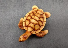 Sea Turtle Figurine Brown Wood Style (1 turtle approx. 3+ inch long)