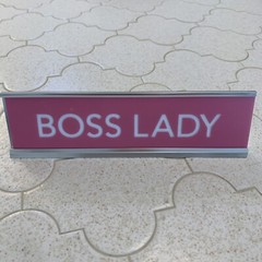 2″x 8″ Funny Joke Desk Name Plate Holder Set » Boss Lady » Custom Engraving Pink