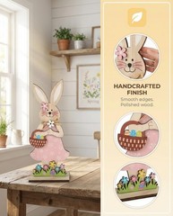 2 piece easter wooden bunny decor,easter decorations,easter Red And White