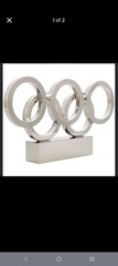 Silver Crystal Geometric Decorative Sculpture 15”x2x8