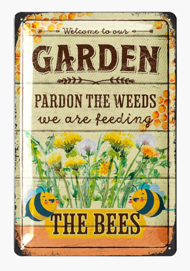 LANOLU Pardon The Weeds Metal Sign 20×30 cm (about 8×12) Decor Vintage Tin Sign