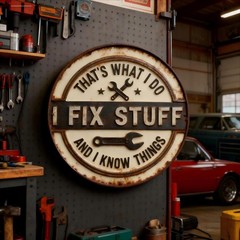 Vintage Rustic Metal Sign Humorous Garage Workshop Decor Man Cave Wall Art