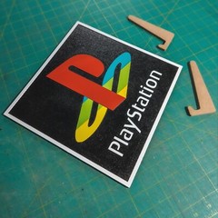 Large Engraved Square PlayStation Logo Video Game Wall Art Collectable Sign