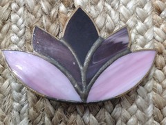 Vintage Pink & Purple Stained Glass Lotus Suncatcher – Night Light Cover