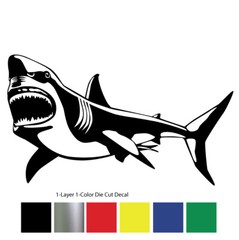 Sea Life – Great White Shark 2 Jaws Diver Car Truck Bumper Die Cut Decal Sticker