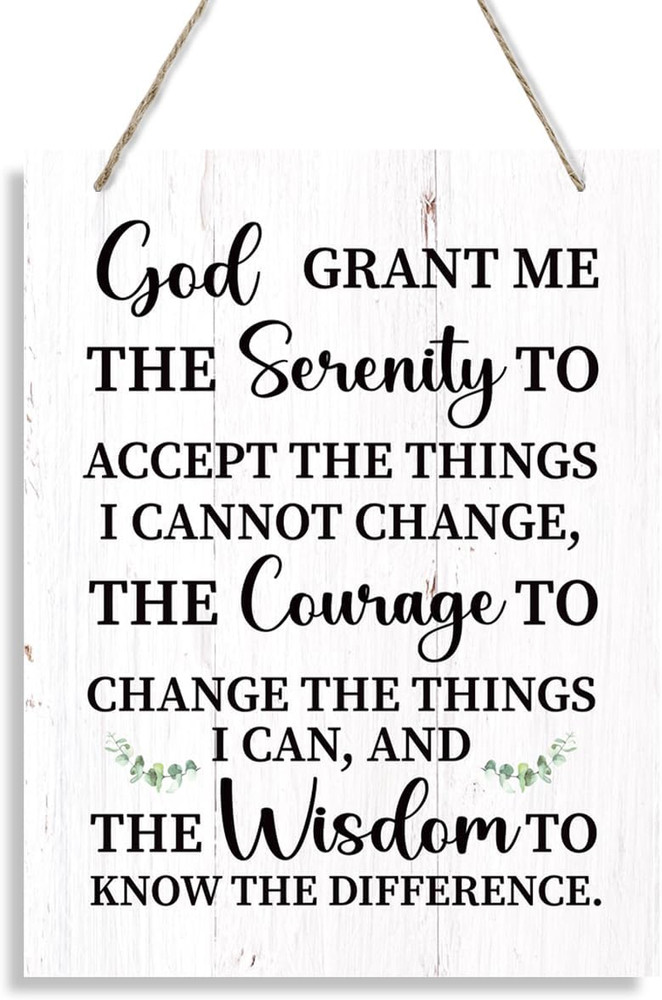 Rustic Serenity Prayer Wall Art – Inspirational Wooden Sign for Home Office