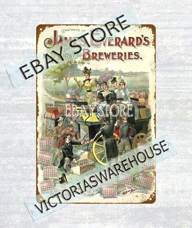 1895 James Everards Breweries New York metal tin sign garden reproductions