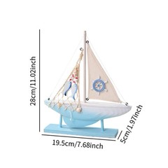 Sailboat Model Ornament Craft Rustic Decoration Collectible Nautical Themed for
