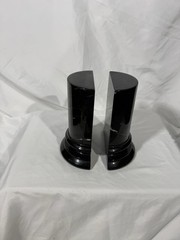 Pair Of Black Italian Marble Column Bookends 7″ H X 5.5″ W SOME MINOR CHIPs