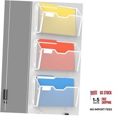 3 Pack Magnetic Wall Mounted File Holders,Mesh Letter Magnetic White-3 Pack