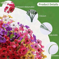 24 Bundles Vibrant UV Resistant Artificial Flowers – Indoor/Outdoor Decor