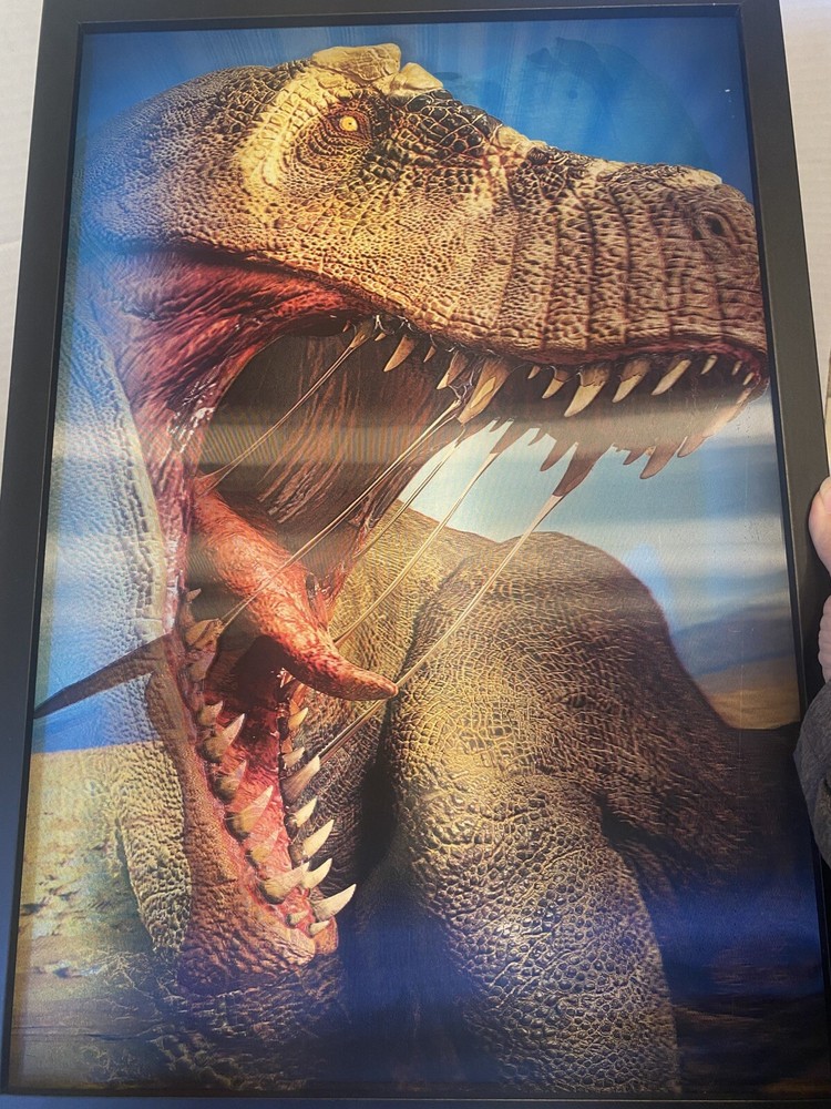 DINOSAUR 3D LENTICULAR HOLOGRAM POSTER 20in X 13in Framed JURASSIC Wall Art
