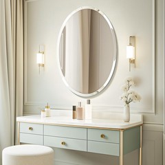 24x36In Frameless Oval Wall Mirror Bathroom Vanity Mirror Beveled Edge Decor US
