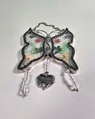 Butterfly Sun catcher for a Grandmother with Dried Flowers – 4.75 Inches