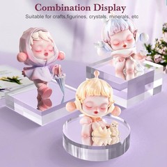 2PCS Acrylic Base Stand 4x4x1in Clear Blocks Display Pedestal for Jewelry Perfum