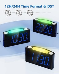 Digital Alarm Clock for Bedroom – 7 Color Night Light, USB and Type-C Charger,7.