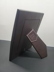 Faux Leather 4×6 Photo Frame, Dark Brown with Beige Stitching, by TWO’S COMPANY