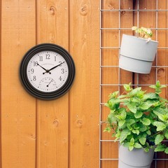 433-3020B La Crosse Clock Co. 8″ Indoor/Outdoor Colby Wall Clock with Temp