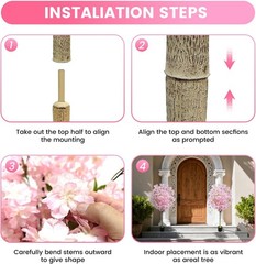 2 Pack Artificial Cherry Blossom Tree,4FT Faux Cherry Blossom Plant in Pot with