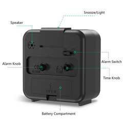LED Desk Alarm Clock Nightlight Snooze Quiet Non Ticking Battery Powered Bedroom