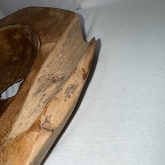 Live Edge Burl Wood Bowl Natural Root Centerpiece Hand Carved Organic Teak 16”