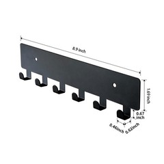 GTK Key Holder for Wall, Hooks with 6 Hooks, Wall Mounted 6 Black