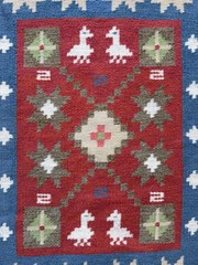 Vintage Gorgeous Hand Woven Swedish Scandinavian Signed LE Wool Weaving Tapestry