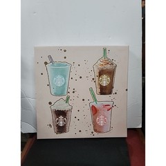 Starbucks- Coffee Addict – 14” X 14” Canvas Wall Art Pink Glitter Girly