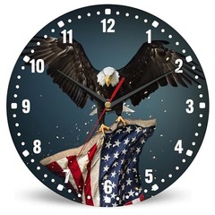 America Flag Eagle Wall Clocks,Patriotic Bald Eagle Wall Clock Usa Flag