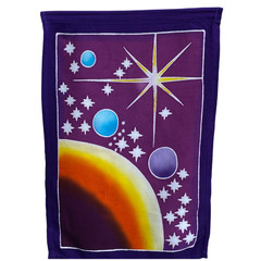 Celestial Sun Moon Star Planet Prayer Flag wall hanging String Bali Batik art