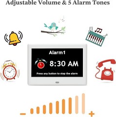 Digital Clock Seniors Large Display Auto Dimming Reminders Alarms Calendar