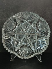 Antique American Brilliant Period Crystal Cut Sunburst Glass Bowl