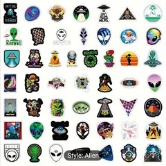 10 PCS Aliens Extraterrestrials UFOs Space Stickers BRAND NEW
