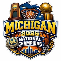 Michigan Wolverine 3” National Champion Basketball Final Four Sticker Decal U M