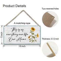 HOUSPEAK Wooden Sign, Rustic Wall Art, 10 x 5 x 0.1 inches, White, multicolor
