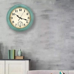 12 Inch Indoor/Outdoor Retro Waterproof Wall Clock with Thermometer,Vintage B…