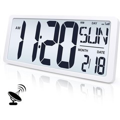 Large Atomic Digital Wall Clock Battery Operated Backlight Temperature Date New