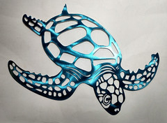 NEW! Blue Metal Sea Turtle Beach Theme Decor Wall Art Home Decor Ocean – 11″x17″