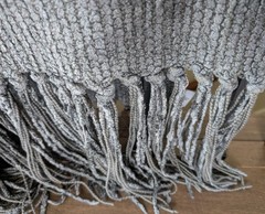 Textillery Weavers throw blanket textured chenille fringe Rose green gray 42×83