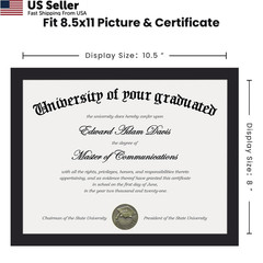 upsimples Certificate Frame with Clear Plexiglass, 8.5 by 11 8.5×11, Black