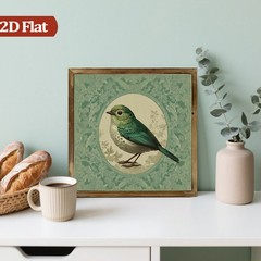French Rustic Dark Green Bird Wooden Plaque Tabletop Decor Housewarming Gift